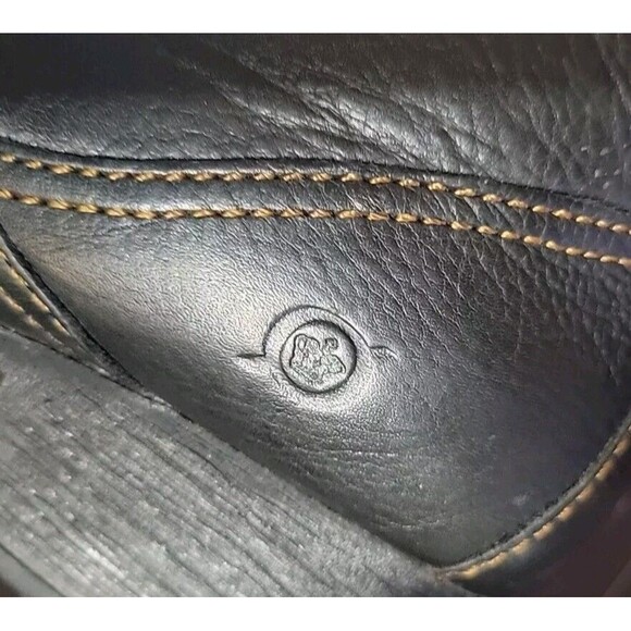 Born Western Ankle Boots Womens 8 Dark Brown-Yellow Stitch Cowgirl Thick Leather - Picture 4 of 13